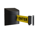 Montour Line Retractable Belt Barrier, Wall Mount, Black Case Fixed 10 ft. Caution Belt WMX140-BK-CAUYB-F-S-100